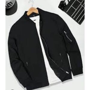Shein Manfinity Homme Men's Black Zip-Up Bomber Jacket NWOT XS